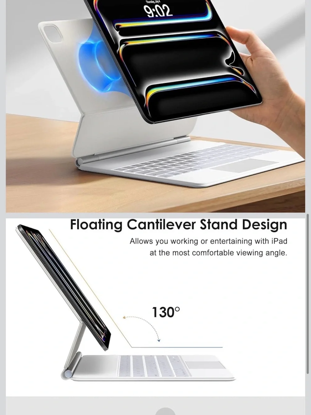 NEW Magnetic Keyboard Case for iPad Pro 13-inch - White